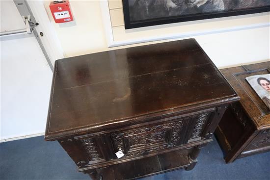 A late 17th century oak cupboard, W.2ft 9in. D.1ft 7in. H.3ft 2in.